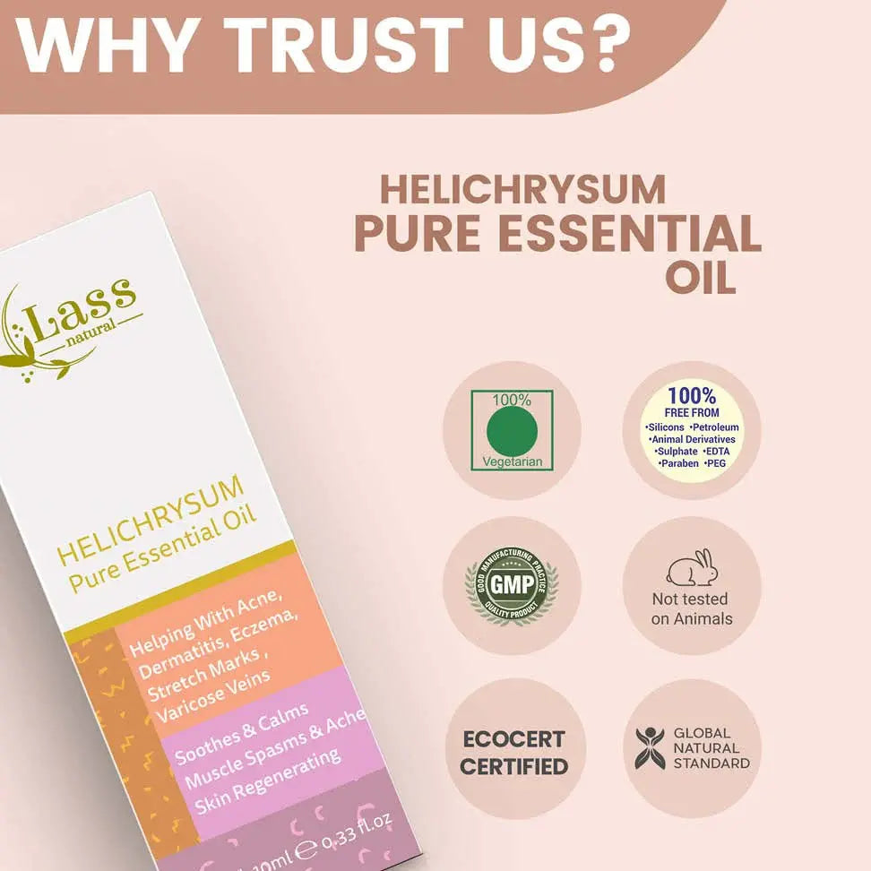 Helichrysum Pure Essential Oil for Skin Texture, Relaxation & Aromatherapy – 10 ml