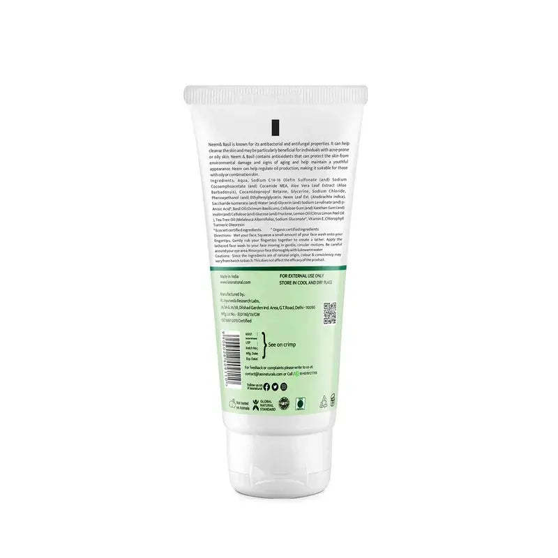 Lass Natural Neem & Basil Face Wash for Acne & Oil Control
