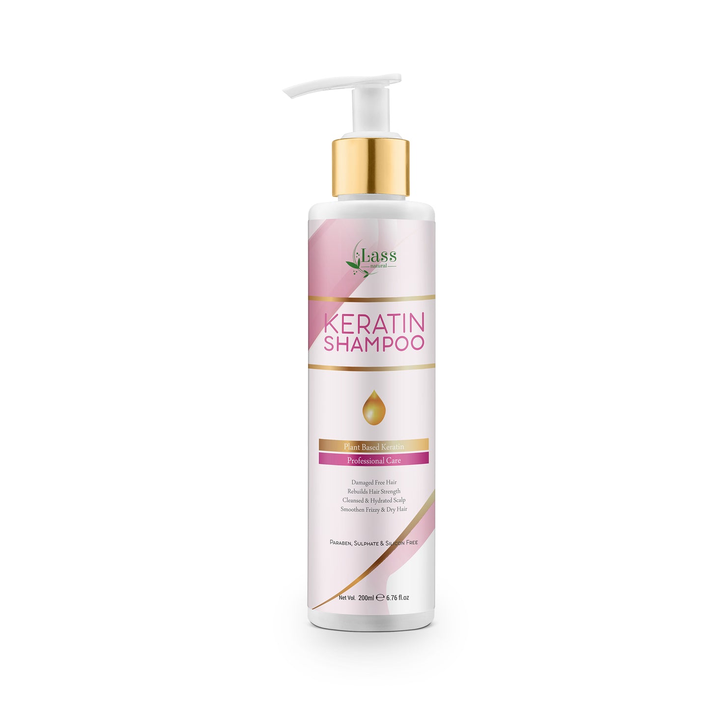 Sulphate Free Keratin Shampoo For Smoother And Silkier Hair Lass Natural(200ml)