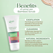 Lass Natural Bamboo Scrub Face Wash - All Skin Types, Gentle Exfoliation, Deep Cleansing, Improved Skin Texture & Tone, Organic Bamboo Scrub, Natural AHA, Turmeric Oil-100ML