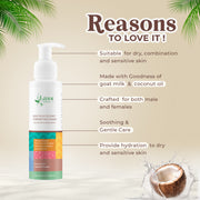 Goat Milk & Coconut Organic Creme Face Wash for Deep Hydration - Sulphate & Paraben Free