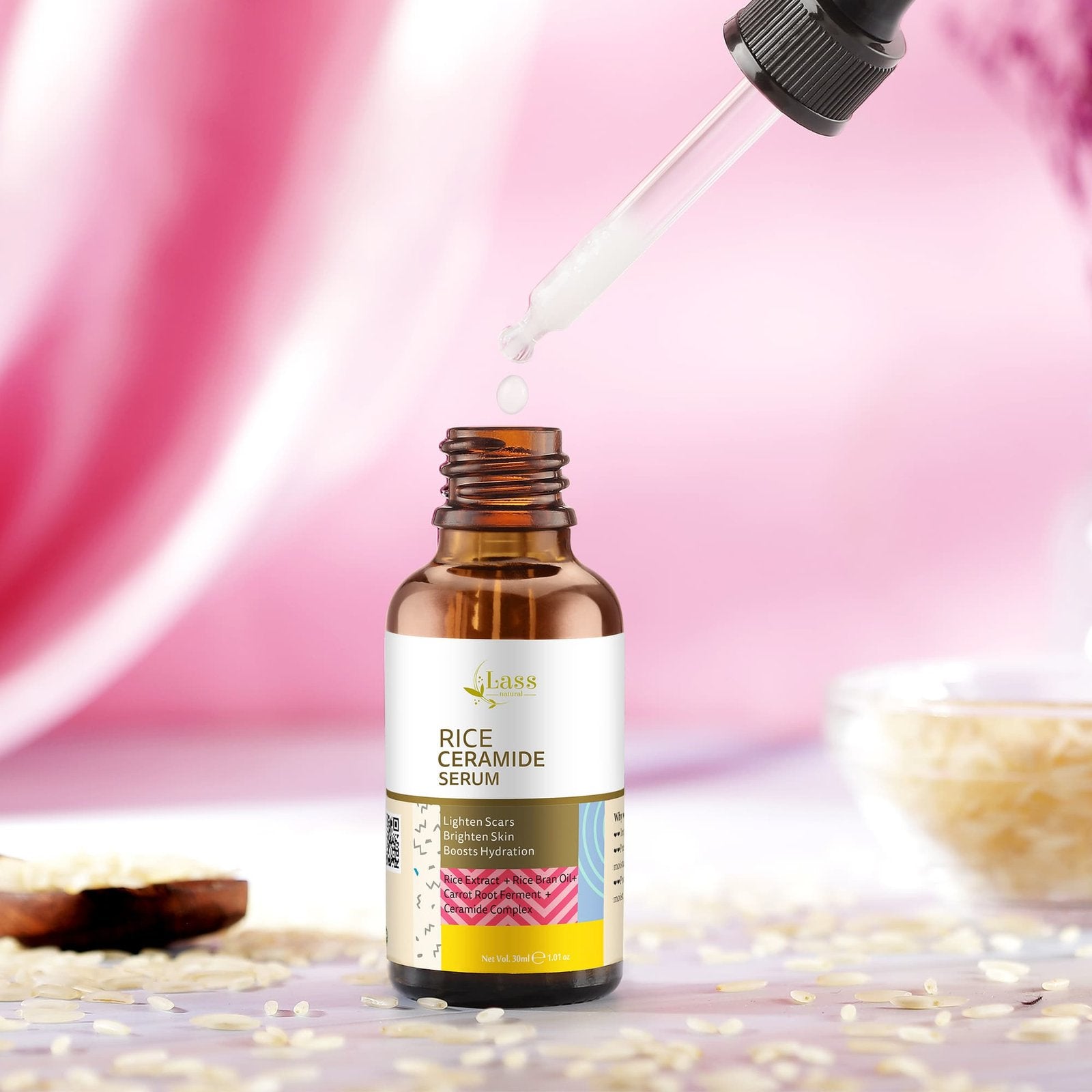 Rice Ceramide Serum for Bright Smooth Hydrated Skin – Lassnatural