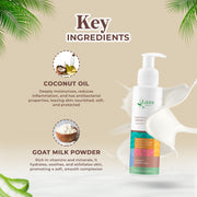 Goat Milk & Coconut Organic Creme Face Wash for Deep Hydration - Sulphate & Paraben Free