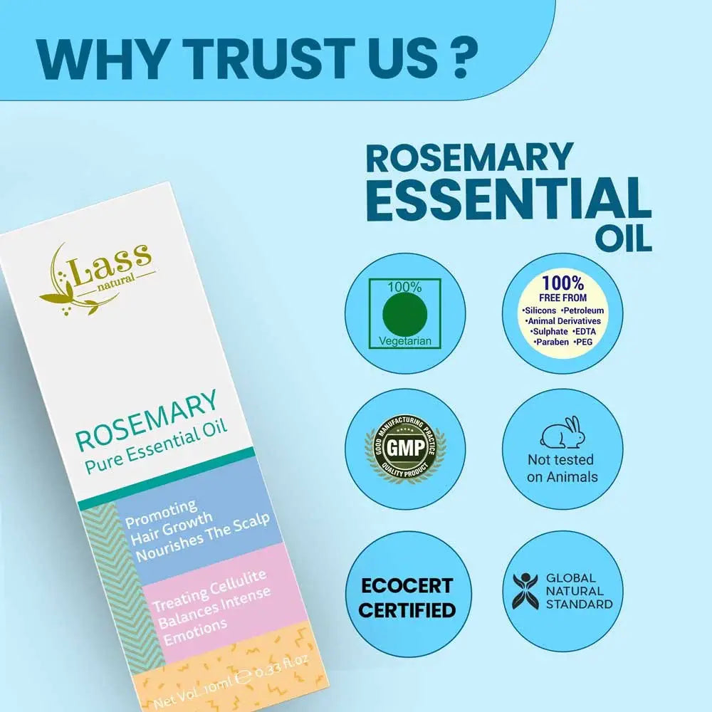 Rosemary Pure Essential Oil for Mental Clarity, Hair Growth Rituals & Skin Revitalisation – 10 ml