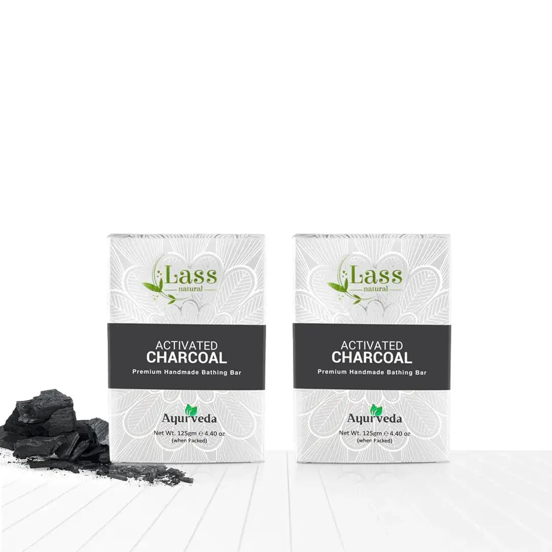 Lass Natural Activated Charcoal Handmade Bathing Bar 125 gm- Premium & Pure | Refreshing Aroma | Ideal for Skin Deep Cleansing and Nourishing