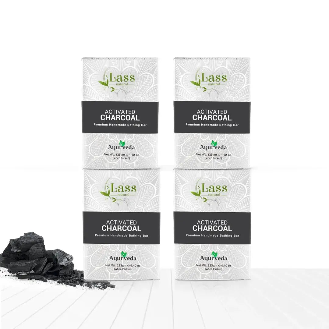 Lass Natural Activated Charcoal Handmade Bathing Bar 125 gm- Premium & Pure | Refreshing Aroma | Ideal for Skin Deep Cleansing and Nourishing