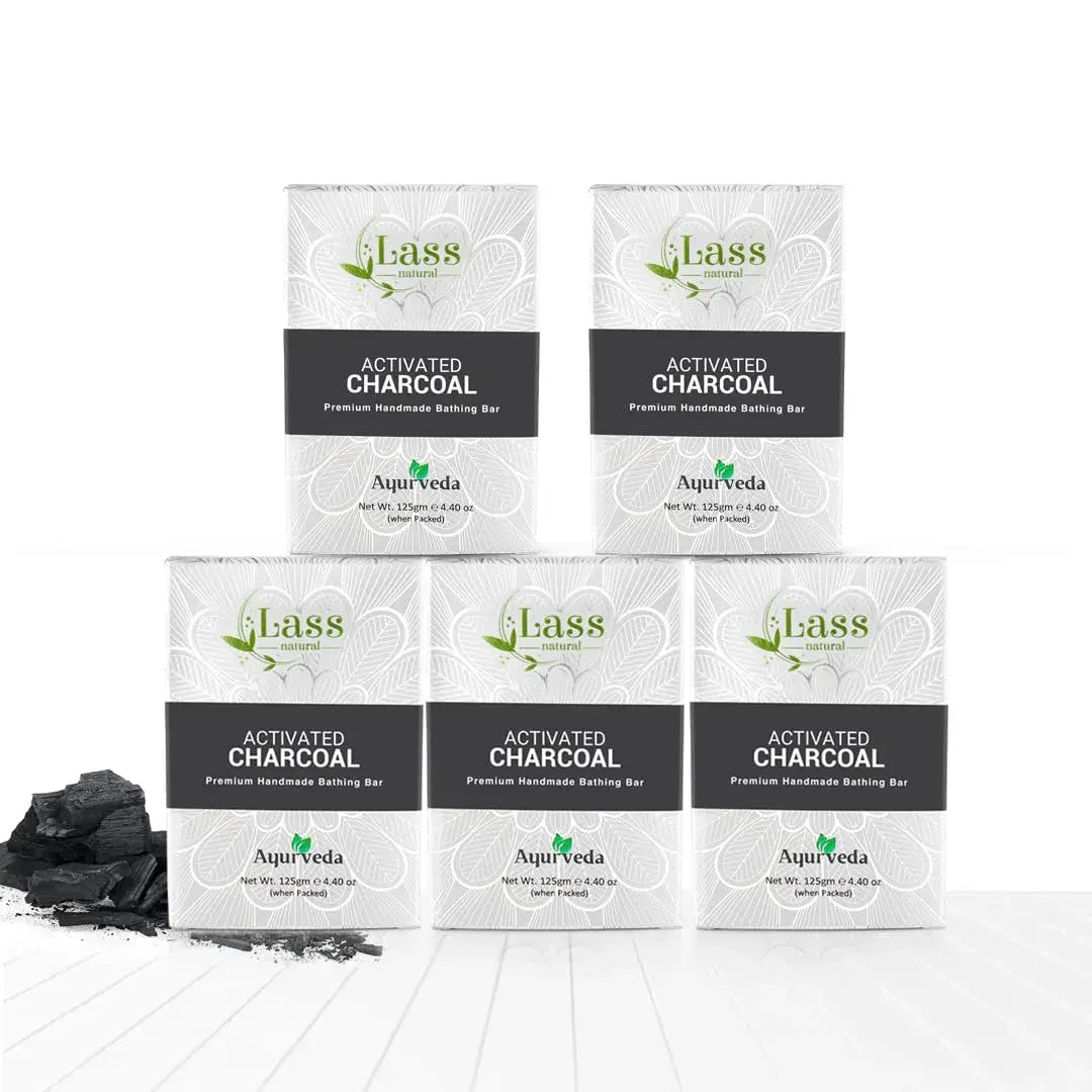 Lass Natural Activated Charcoal Handmade Bathing Bar 125 gm- Premium & Pure | Refreshing Aroma | Ideal for Skin Deep Cleansing and Nourishing