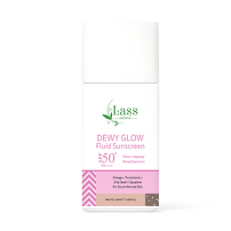 Lass Natural Dewy Glow Fluid Sunscreen SPF 50 PA++++ With Protection against UVA Rays & Skin Damage, Shine + Hydrate - SPF 50 for Dry to Normal Skin & No White Cast -50 ml