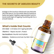 Ingredients of 24K Gold Serum for deep hydration


