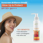 Sunscreen UVA/UVB Broad Spectrum Protection Shield Hydro Gel SPF 50+Pa+++ - Buy Natural Cosmetics Online