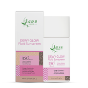 Lass Natural Dewy Glow Fluid Sunscreen SPF 50 PA++++ With Protection against UVA Rays & Skin Damage, Shine + Hydrate - SPF 50 for Dry to Normal Skin & No White Cast -50 ml