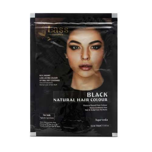 Lass Naturals Black Natural Hair Colour with Henna & Herbal Actives, 100g