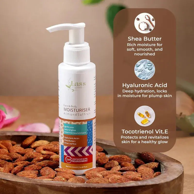 Deep Moisture & Glow Face & Body Lotion with Shea Butter, Almond & Saffron – 100 ml
