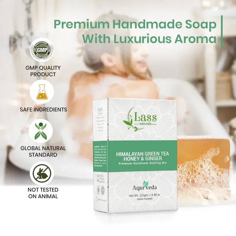 Himalayan Green Tea, Honey & Ginger Premium Handmade Bathing Soap, 125g