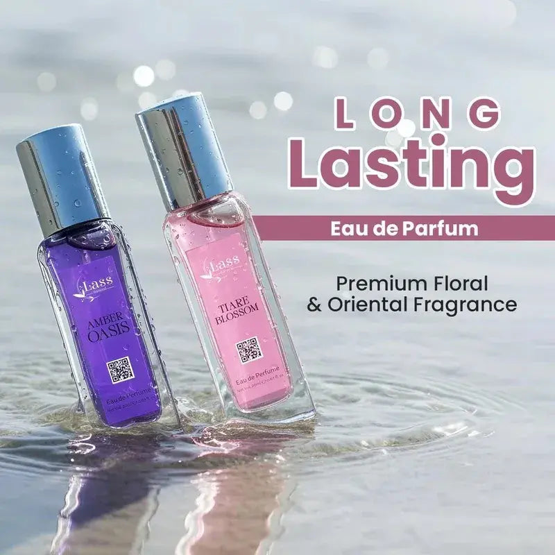 Lass Natural Women’s Perfume Gift Set – Amber Oasis & Tiare Blossom (20 ml x 2)
