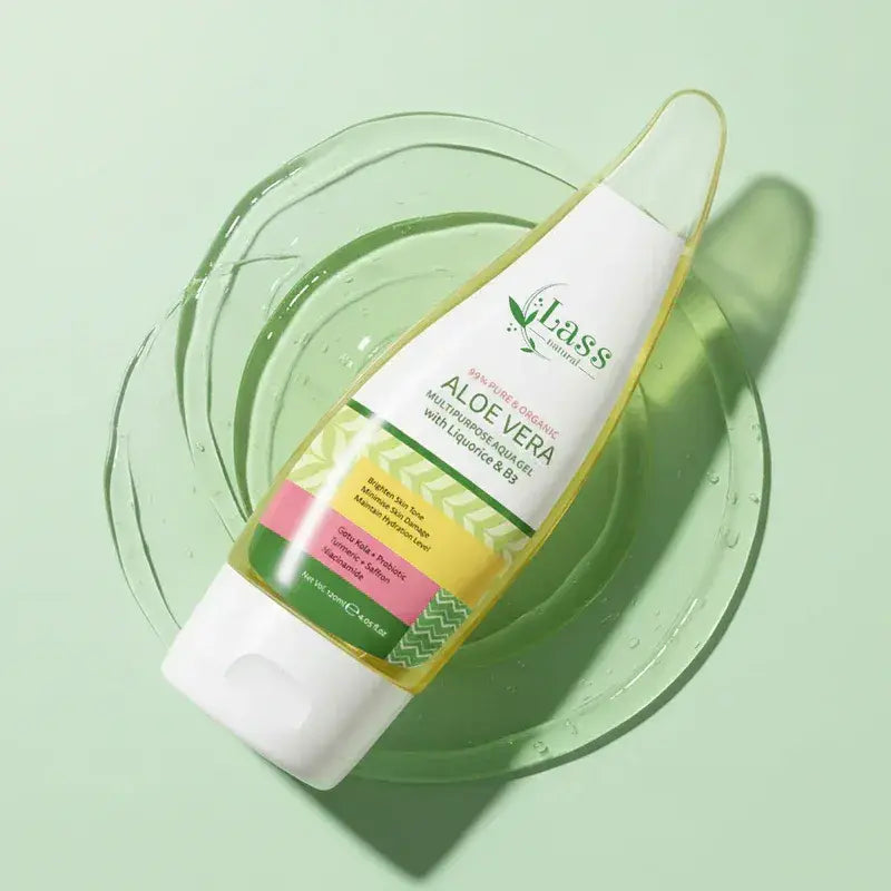 Organic Aloe Vera Gel for Face & Body | Saffron, Gotu Kola, Turmeric, Liquorice & Niacinamide (Vitamin B3)