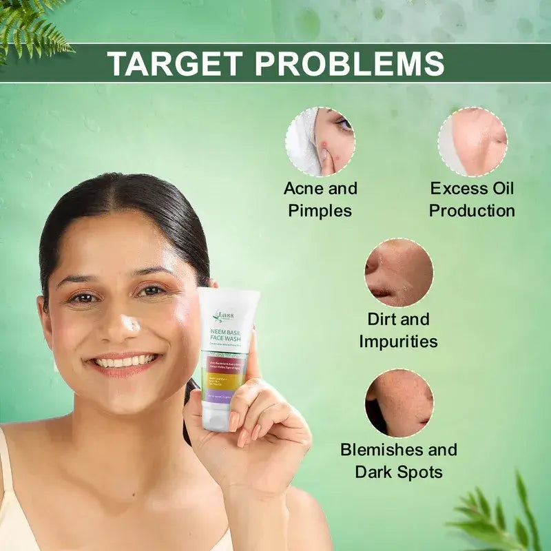 Lass Natural Neem & Basil Face Wash for Acne & Oil Control