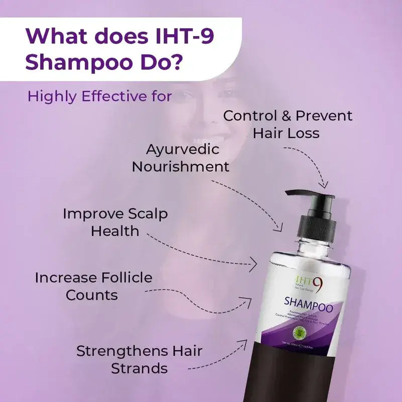 IHT9 Ayurvedic Hair Shampoo for Prevent hair fall & Control Hair Loss-Value Pack(500ml)