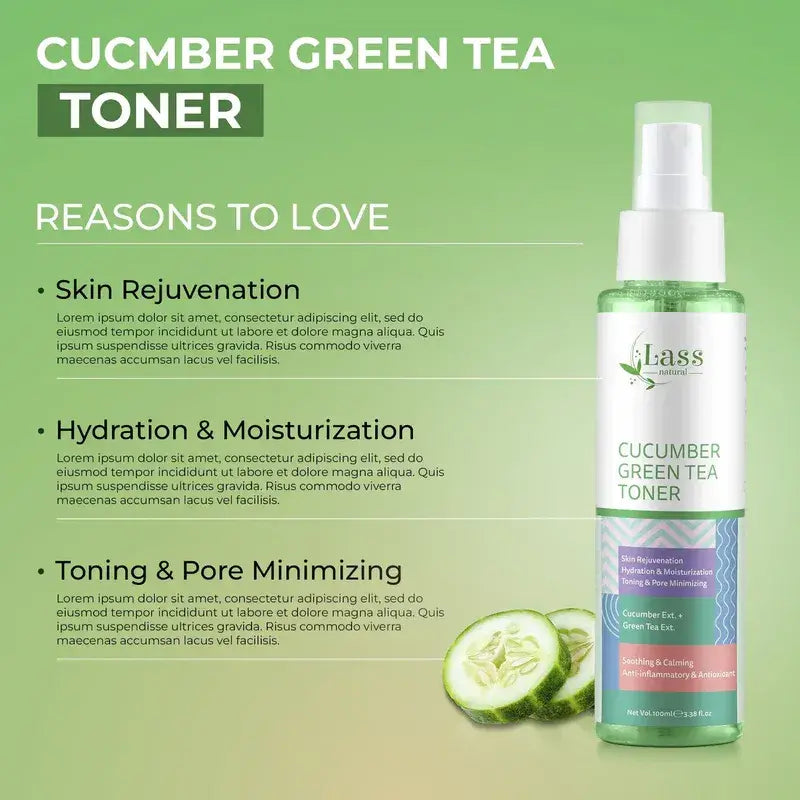 Cucumber & Green Tea Face Freshner & Toner for Soothing, Hydration & Oil Control