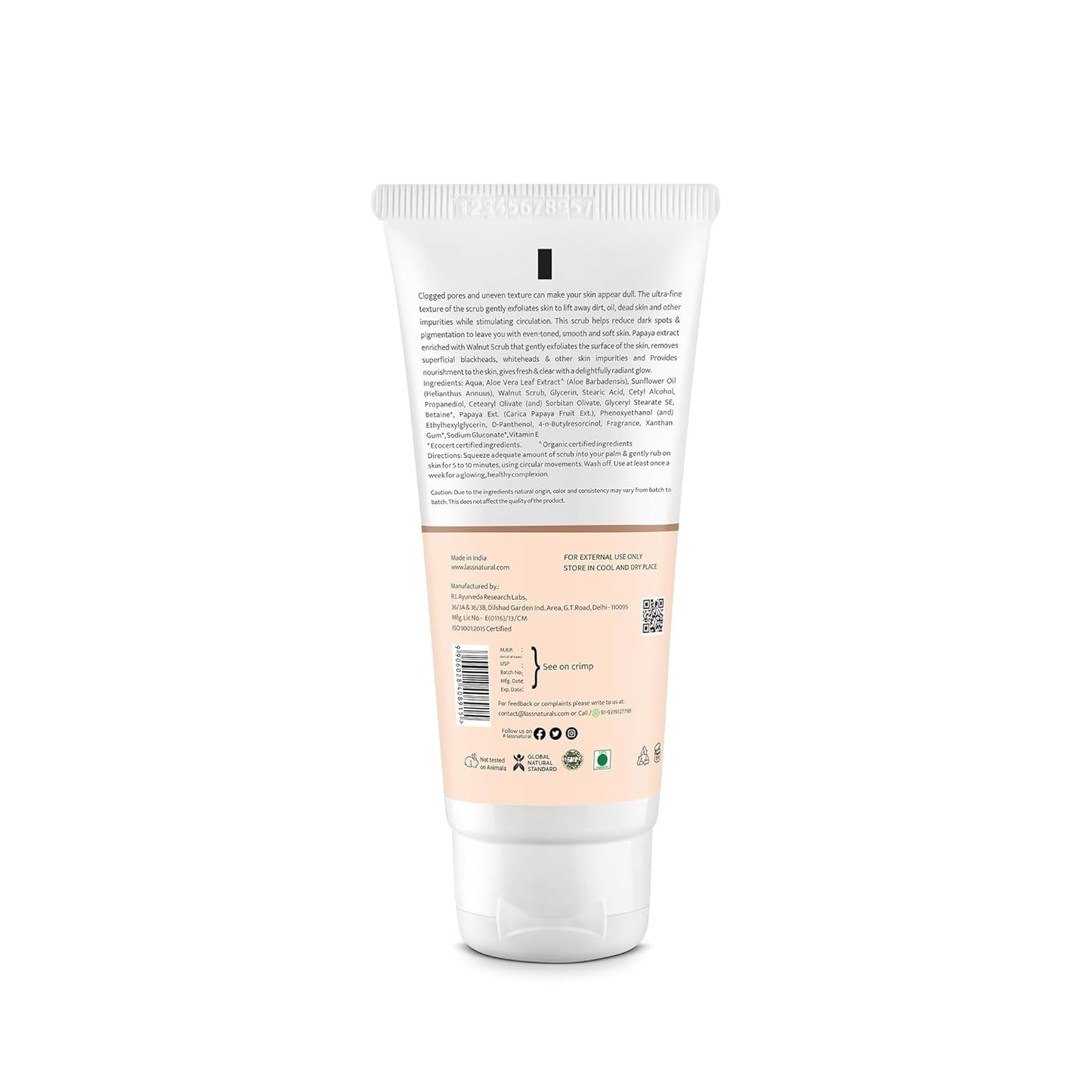 Lass Natural Papaya Walnut Facial Scrub with Papaya and Walnut 100GM