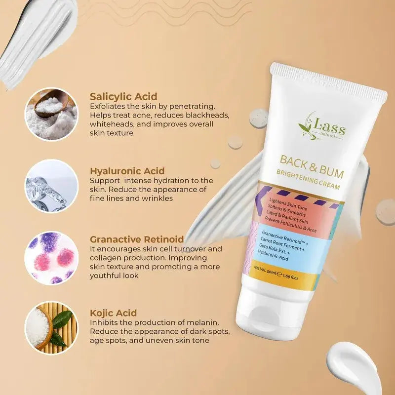 Back & Bum Brightening Cream for Uneven Tone, Texture & Chafing-Prone Areas – 50 ml