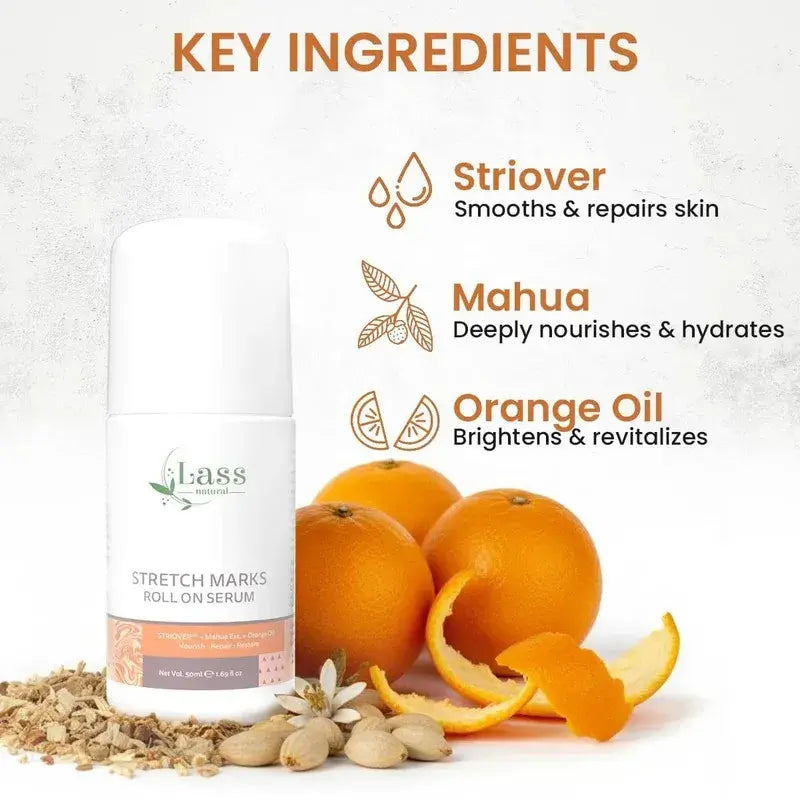 Lass Natural Stretch Mark Care Roll-On Serum with Striover™ – 50 ml