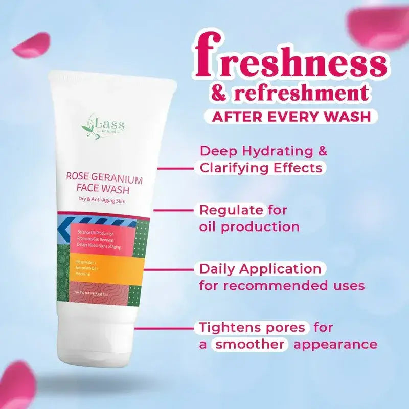 Lass Natural Rose Geranium Face Wash