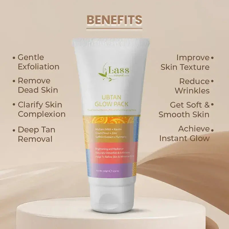 Lass Natural Ubtan Glow Pack, Traditional Beauty Rituals For Glowing Skin  - 100gm