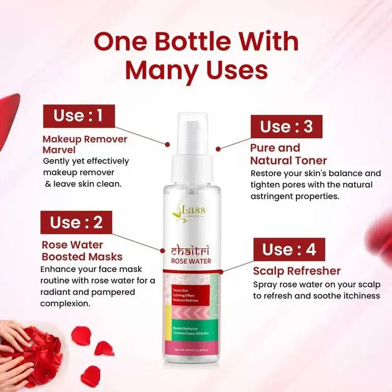 Pure Rose Water for Redness Relief, Hydration & Skin Balancing – 100 ml