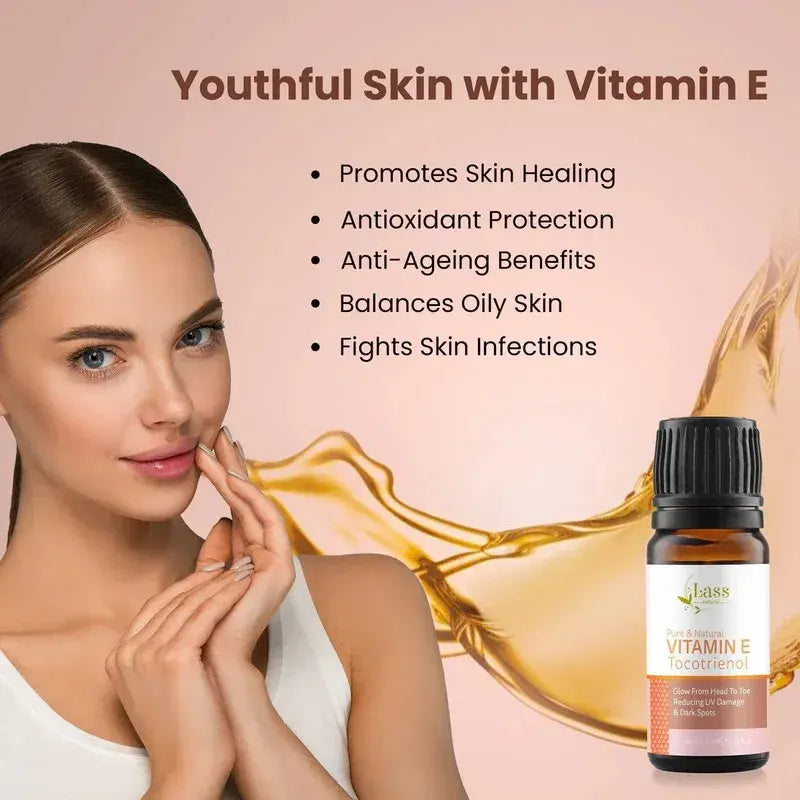 Lass Natural's Vitamin E (Tocotrienol) Pure Essential Oil for Healthy Skin, Hair(10ml)