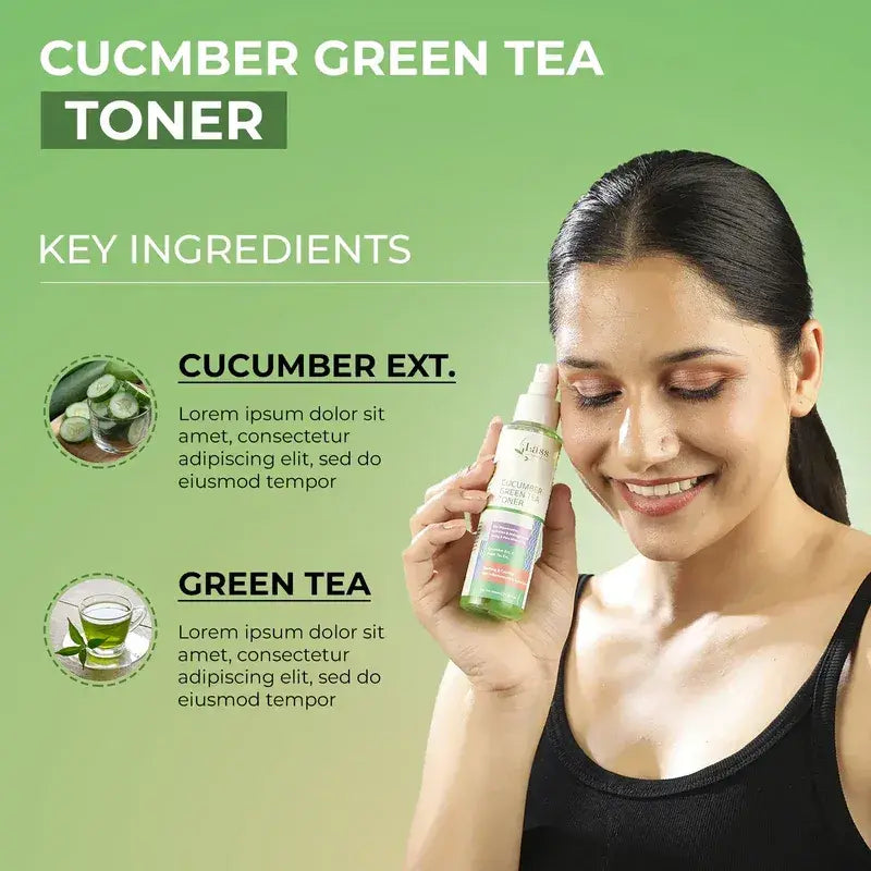 Cucumber & Green Tea Face Freshner & Toner for Soothing, Hydration & Oil Control