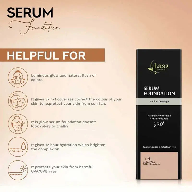 Lass Natural Serum Foundation With SPF30 To Get Radiant Glow Skin(1.2L)