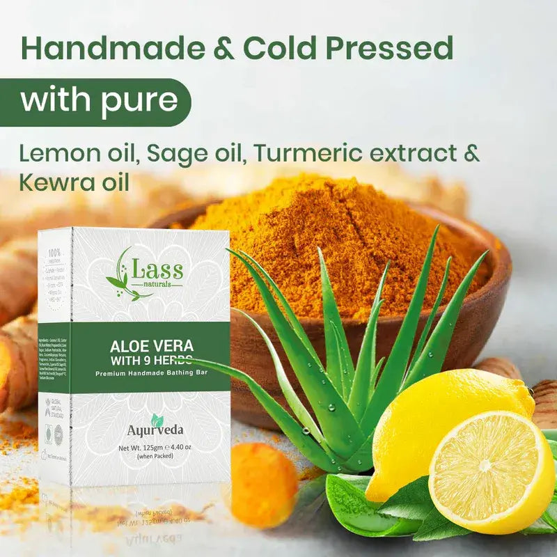 Aloe Vera Soap with 9 Herbs Handmade Premium Bathing Soap,125g