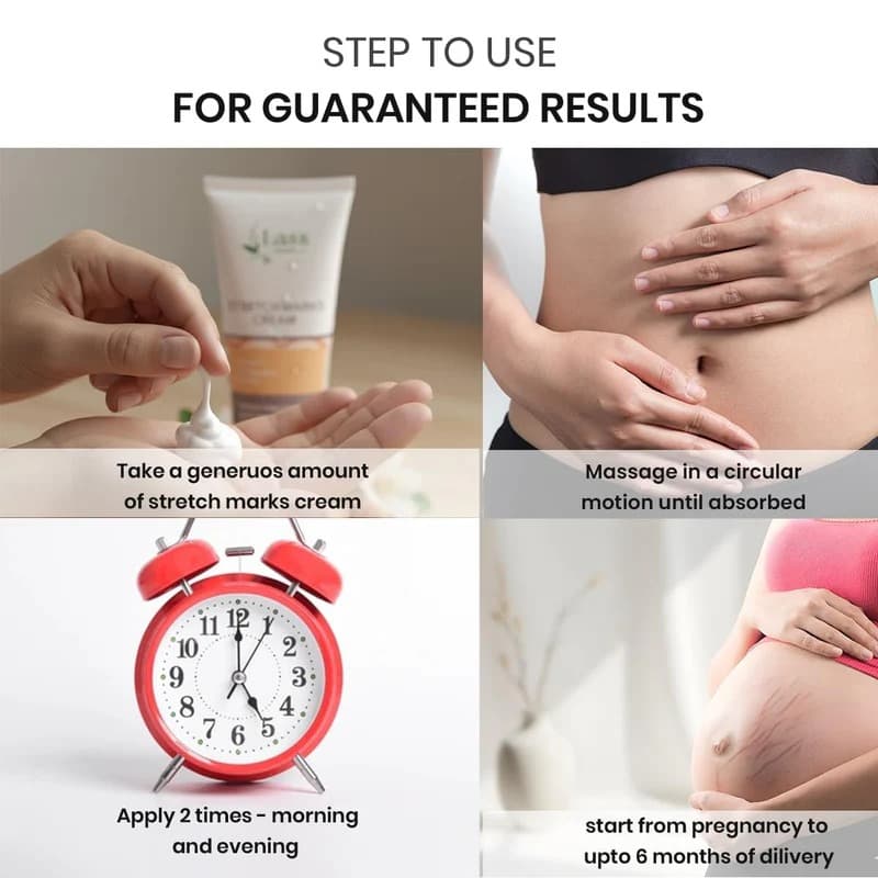 Lass Natural Stretch Mark Care Cream with Striover™, Pomegranate & Turmeric – 50g