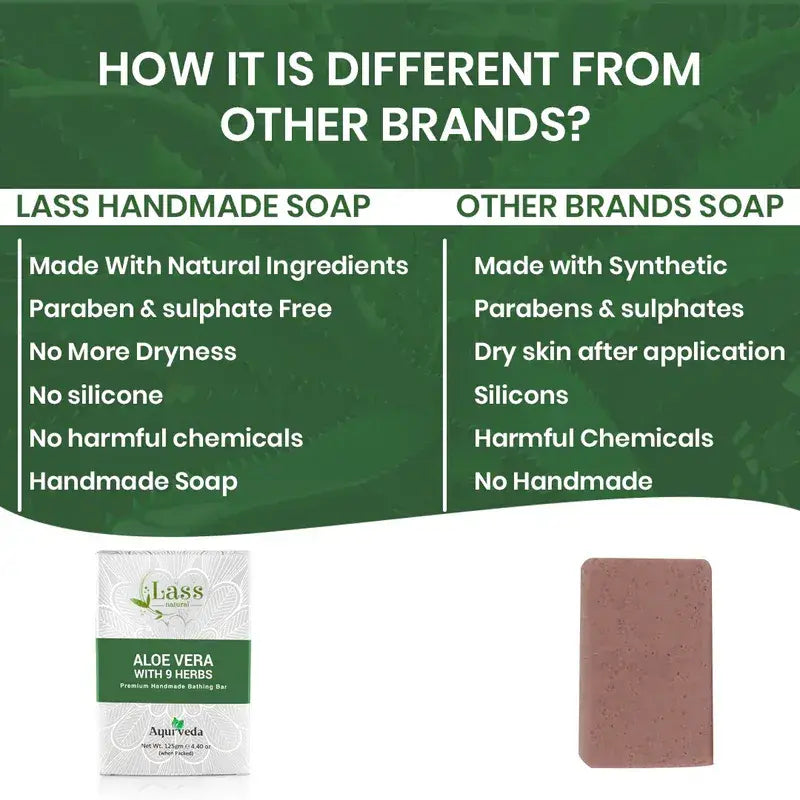 Aloe Vera Soap with 9 Herbs Handmade Premium Bathing Soap,125g