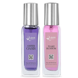 Lass Natural Women’s Perfume Gift Set – Amber Oasis & Tiare Blossom (20 ml x 2)