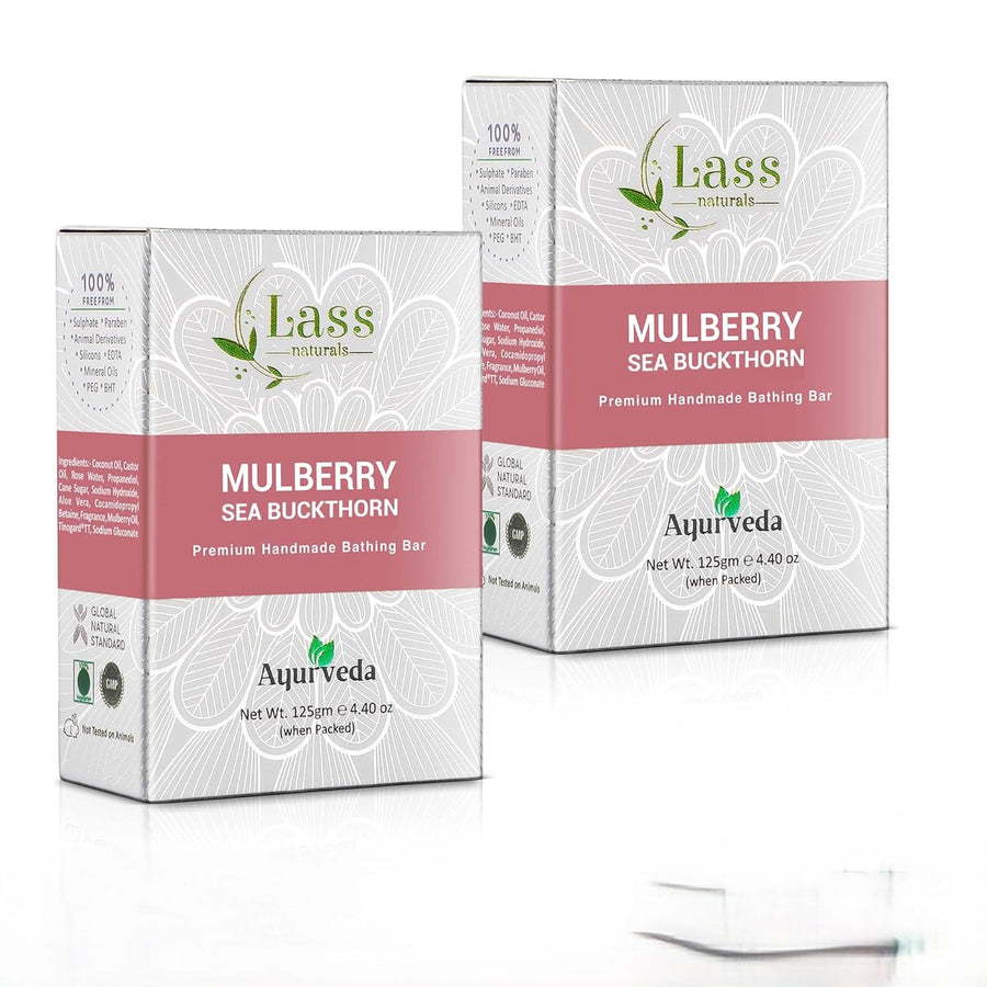 Lass Natural Mulberry & Sea-Buckthorn Bath Soap | For Brightening & Even Skin Tone, 125g