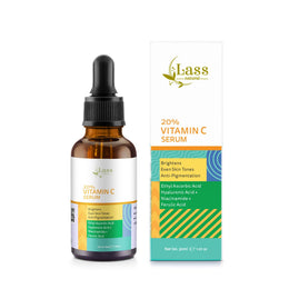 Bottle of Lass Natural 20% Vitamin C Face Serum for brightening and anti-aging
