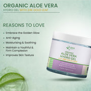 24K Gold Leaf Organic Aloe Vera Gel For Brightning & Nourshing Skin - Buy Natural Cosmetics Online